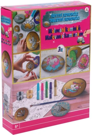 Malování na kamínky třpytivý jednorožec kreativní set se samolepkami Malování na kamínky třpytivý jednorožec kreativní set se samolepkami