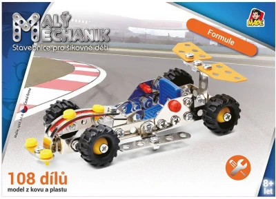 MALÝ MECHANIK Auto formule 108 dílků kovová (stavebnice) typu Merkur