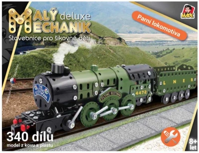 MALÝ MECHANIK Parní lokomotiva 340 dílků kovová (stavebnice) typu Merkur