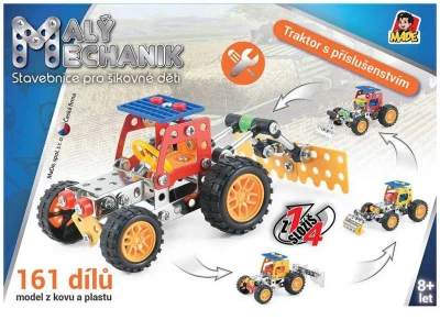 MALÝ MECHANIK Traktor 161 dílků 4v1 druhy kovová (stavebnice) typu Merkur