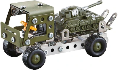 MALÝ MECHANIK Vojenské auto 133 dílků kovová (stavebnice) typu Merkur