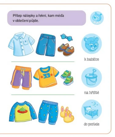 Malý méďa se učí sám oblékat vzdělávací knížečka s nálepkami