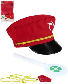 Malý výpravčí ZSSK set čepice s píšťalkou a plácačkou na kartě