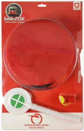 Malý výpravčí ZSSK set čepice s píšťalkou a plácačkou na kartě