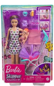 Mattel BRB Barbie panenka chůva herní set s kočárkem a doplňky