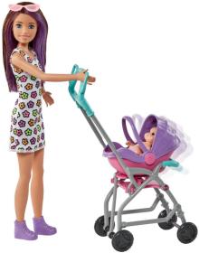Mattel BRB Barbie panenka chůva herní set s kočárkem a doplňky