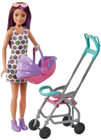 Mattel BRB Barbie panenka chůva herní set s kočárkem a doplňky