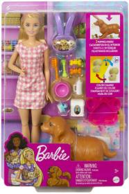 Mattel BRB Novorozená štěňátka panenka Barbie set s pejsky a doplňky