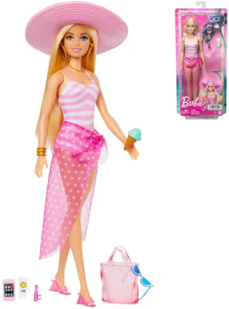 Mattel BRB Panenka Barbie na pláži letní obleček s doplňky v krabici Mattel BRB Panenka Barbie na pláži letní obleček s doplňky v krabici