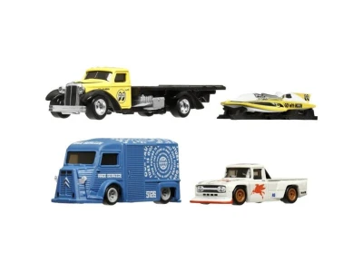 Mattel HOT WHEELS 3ks prémiový angličák s týmovým tahačem - závod Le Mans 1:64