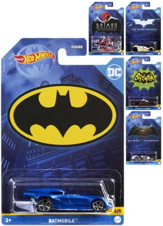 Mattel HOT WHEELS Auto tématické Batman 5 druhů na kartě Mattel HOT WHEELS Auto tématické Batman 5 druhů na kartě