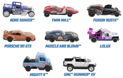 Mattel HOT WHEELS Auto zpětný chod 1:43 kovové 8 druhů