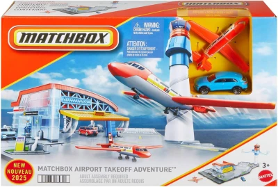 Mattel MATCH BOX Letiště herní set s kovovým autíčkem a letadlem