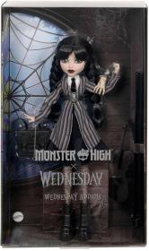 Mattel MONSTER HIGH Panenka Wednesday Addams se stojánkem