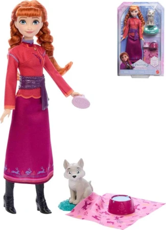 Mattel Bábika Anna Ľadové kráľovstvo (Frozen) set s vlčiatkom a doplnkami