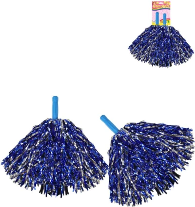 Mávátko party pom pom (pompon) třásně modro-stříbrné set 2ks na fandění Mávátko party pom pom (pompon) třásně modro-stříbrné set 2ks na fandění