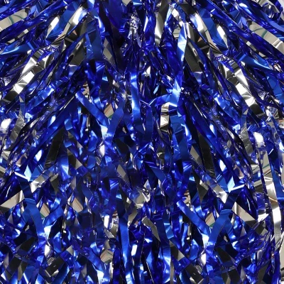 Mávátko party pom pom (pompon) třásně modro-stříbrné set 2ks na fandění
