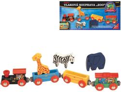 MAXIM DŘEVO Vlaková souprava set se zvířátky ZOO (dřevěná hračka)