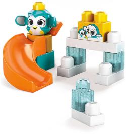 Mega Bloks Velká skluzavka baby stavebnice Peek A Blocks set 13 dílků + zvířátko