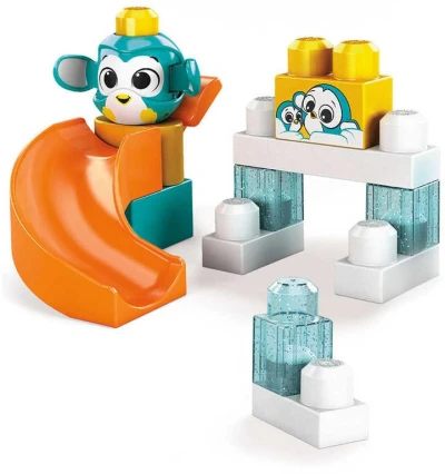 Mega Bloks Velká skluzavka baby stavebnice Peek A Blocks set 13 dílků + zvířátko
