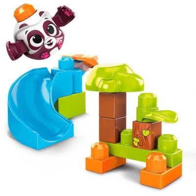 Mega Bloks Velká skluzavka baby stavebnice Peek A Blocks set 13 dílků + zvířátko