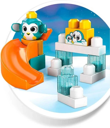 Mega Bloks Velká skluzavka baby stavebnice Peek A Blocks set 13 dílků + zvířátko