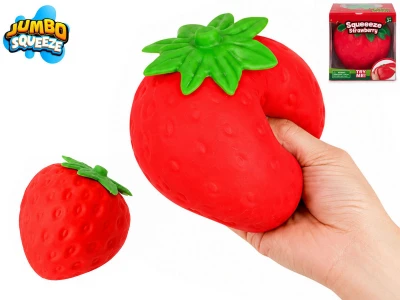Mega squeeze jahoda strečová jumbo antistresové mačkací ovoce