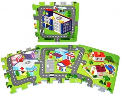 Měkké bloky Město 9ks pěnový koberec baby puzzle podložka na zem Měkké bloky Město 9ks pěnový koberec baby puzzle podložka na zem