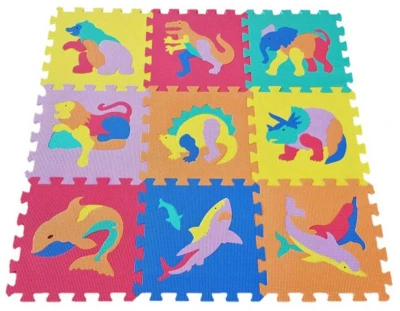 Měkké bloky Zvířátka 9ks pěnový koberec baby vkládací puzzle Měkké bloky Zvířátka 9ks pěnový koberec baby vkládací puzzle
