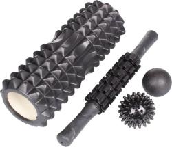 Merco Masážní set černý 4v1 roller / tyč / 2 míčky svalová regenerace Merco Masážní set černý 4v1 roller / tyč / 2 míčky svalová regenerace