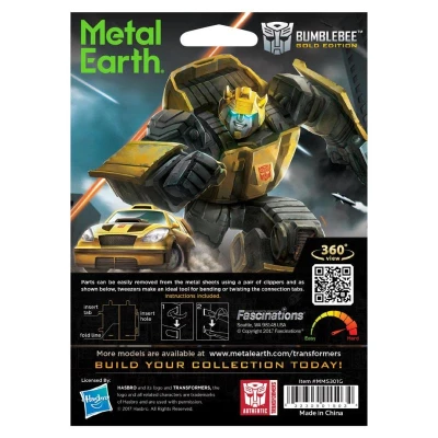 Metal Earth Luxusní ocelová stavebnice Transformers Bumblebee zlatý