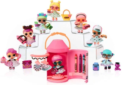MGA L.O.L. Surprise! Loves Crayola návrhářský set panenka s pastelkami s překvapením