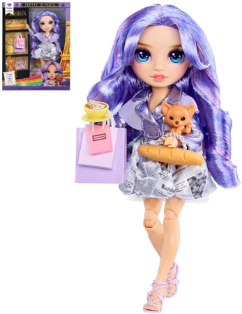 MGA RAINBOW HIGH Fashion panenka Violet v Paříži set s doplňky