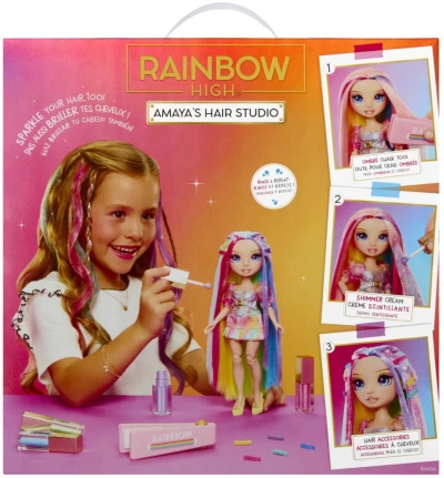 MGA RAINBOW HIGH Vlasové studio kadeřnický set panenka s doplňky