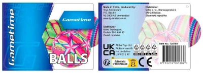 Míček Gametime soft měkký s potiskem 7cm 5 druhů set 3ks v síťce