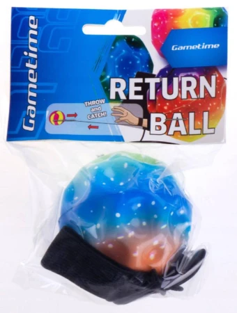 Míček Gametime soft pěnový vracející se na gumičce hoď a chyť 5 barev