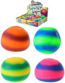 Míček měkký strečový 7cm balónek duhový antistresový 4 barvy