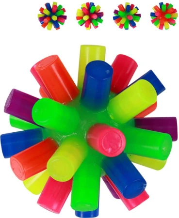 Míček skákací se soft ostny barevný s bodlinkami na baterie 4 barvy Světlo Míček skákací se soft ostny barevný s bodlinkami na baterie 4 barvy Světlo