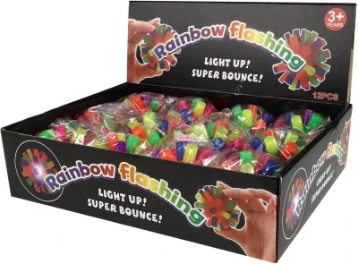 Míček skákací se soft ostny barevný s bodlinkami na baterie 4 barvy Světlo