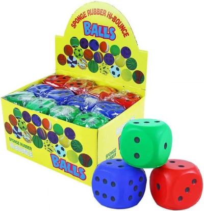 Míček soft pěnový 6cm kostka hrací měkká 3 barvy Míček soft pěnový 6cm kostka hrací měkká 3 barvy