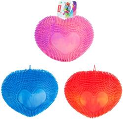 Míček srdce mačkací s bodlinkami antistresový silikonový duhový 3 barvy