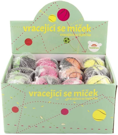 Míček vracející se 6cm na gumě tréninkový 4 druhy v síťce
