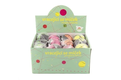 Míček vracející se 6cm na gumě tréninkový 4 druhy v síťce