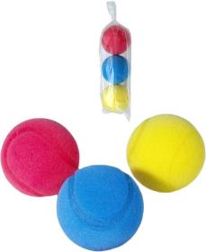 Míčky na soft tenis pěnové barevné 7cm molitanové tenisáky set 3ks sáček Míčky na soft tenis pěnové barevné 7cm molitanové tenisáky set 3ks sáček
