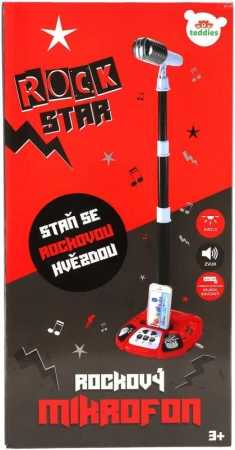 Mikrofon dětský stojanový Karaoke Rock Star na baterie Světlo Zvuk