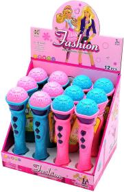 Mikrofon holčičí barevný 23cm na baterie Světlo Zvuk 2 barvy plast