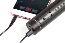 Mikrofon Karaoke Bluetooth černý bezdrátový na baterie USB kabel v krabici