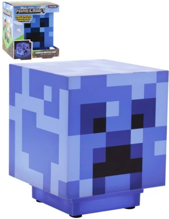 Minecraft Crepper dekorativní modrá lampa na baterie LED Světlo Zvuk Minecraft Crepper dekorativní modrá lampa na baterie LED Světlo Zvuk