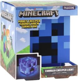 Minecraft Crepper dekorativní modrá lampa na baterie LED Světlo Zvuk