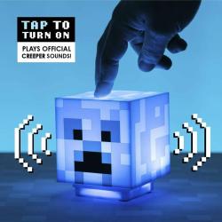 Minecraft Crepper dekorativní modrá lampa na baterie LED Světlo Zvuk